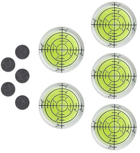 Petit Niveau à Bulle Avec 5 Aimants Autocollants, 5 Pièces Ø 32 mm de Diamètre Niveaux à Bulle Rond, Mini Niveau à Bulle, pour le Camping, les Appareils Photo