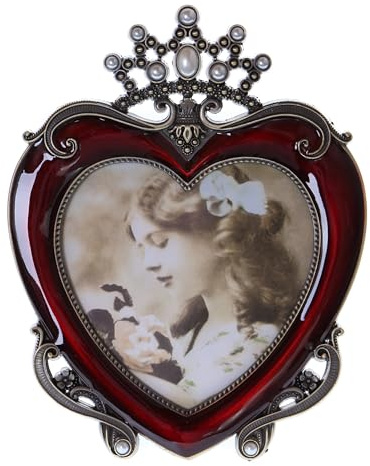 Kawaii-Story BM-wx009655 Metall Bilderrahmen Fotorahmen Luxus Design Herz Krone Strassseteine Dekoration Fotogröße 9x13cm (3x5 zoll) Rot