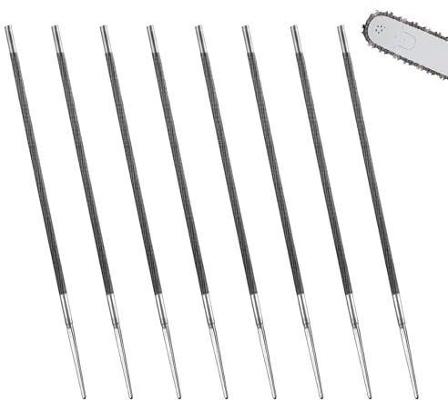 Kettensägenfeile, 6 Stück Rundfeile Sägeketten, 5.2mm Kettensäge Feilen, Rasenmäher Kettensäge Schärfefefeile, Sägekettenfeilenset, für Manuelle Schärfen von Sägeketten