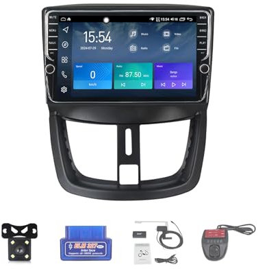 Autoradio 2 Din Bluetooth 5.0 android 12 Stereo per Peugeot 207 2006-2015,auto player digitale con touchscreen da 9,Carplay Android auto Supporta SWC RDS/FM AM Radio/GPS/DAB+(K100S)