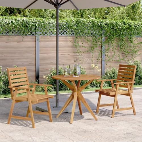UJCHVHN Gartenmöbel-Set, 3-teilig, Massivholz, Akazie, Gartenmöbel-Sets