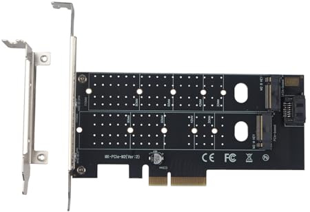 HALJIA Adaptador M.2 NVME SSD NGFF a PCIE de 110 mm PCIE 4X 3.0 PC adaptador de placa base compatible con NGFF M2 M Key B Key SSD de longitud 2280 2260 2242 2230 PCIE NVME adaptador con cable SATA 3.0