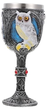 SECFOU Weinkelch Eule Edelstahl Resin Vintage Design Halloween Party Dekoration Geschenk
