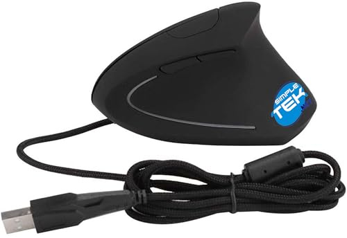 SIMPLETEK - Souris verticale filaire ergonomique avec fil 6D, LED pour jeu et bureau
