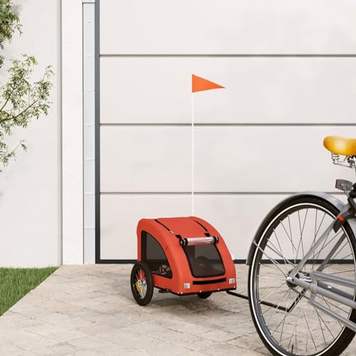 ShGaxin Fahrradanhänger für Hunde Orange Oxford-Gewebe und Eisen, Fahrrad Anhänger, Lastenanhänger, Handwagen, Fahrrad-lastenanhänger, Lastenfahrrad