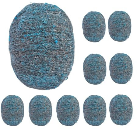 Steel Wool Scrubber - 10 Steel Wool Scrubber Pads | Reusable Stainless Steel Scouring Pad, Steel Scrubber For Broiler Racks, Pots, Pans, Tough Cleaning Stoves, Sinks, Scouring Stubborn Messes