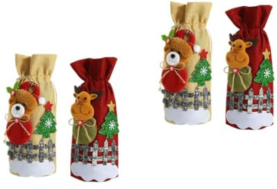 PRETYZOOM 2 Sätze Weinflaschenabdeckung Weihnachtspullover Mit Weinflasche Flaschenhüllen Flaschenverpackung Weihnachten Flaschenüberzug Weihnachten Leinen- 2 Stücke * 2