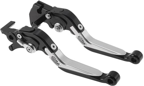 Motoforti Short Long Brake Clutch Levers for Yamaha MT125 2014-2021 Adjustable Motorcycle Handlebar Brake Lever Aluminum Alloy Black Head Silver Tone Handle