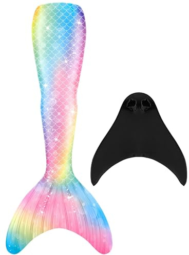 DNFUN Meerjungfrauenflosse Damen-Erwachsene-Teenager Meerjungfrauenschwanz mit Meerjungfrau Flosse zum Schwimmen,Größe M, geeignet für eine Körpergröße von 160–165 cm