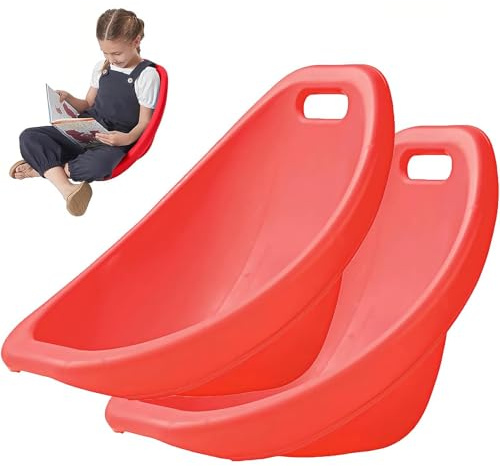SAYEYBU Mecedora para GuarderíA, Silla De Suelo ErgonóMica con Respaldo, Silla De Lectura Sensorial para NiñOs con Autismo, Silla Oscilante para Interior Y Exterior,Rojo