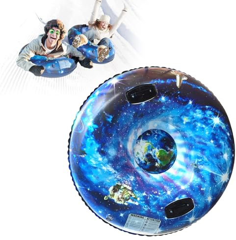 Trineo inflable para niños y adultos, 120 cm, tubo de nieve de PVC, resistente, inflable, tubo de nieve, tubo de nieve con asas y base, juguete de nieve para deportes al aire libre de invierno