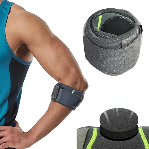 Tennis Elbow Support Strap & Brace for Men and Women - Adjustable Compression Elbow Support for Tennis & Golfers Elbow, Comfy Arm Support Strap for Sports, Gym, Tennis, Golf & Daily Use, Dark Grey
