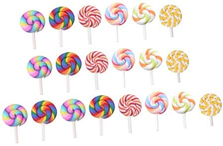 HIAKDOFT 20pezzi Lecca Lecca Finti in Argilla Polimerica Decorazioni Casa Regalo Ragazza Giocattoli Caramelle Finte Colore Casuale