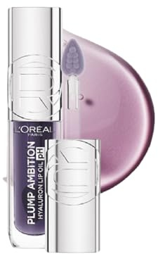 L'Oreal Paris, Aceite Labial Voluminizador Plump Ambition, Labios Suaves y Brillantes, Efecto Relleno y Color Personalizado, Hidratación 24H con Ácido Hialurónico, Tono 116 BERRY NOIR, 5ml