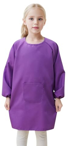 Generisch Malerkittel Kinder, Malkittel Kinder 2-12 Jahre, Malschürze Kinder, Bastelschürze Kinder mit Ärmeln und Taschen, Schürze Schule Mädchen für Basteln Malen Backen Kochen