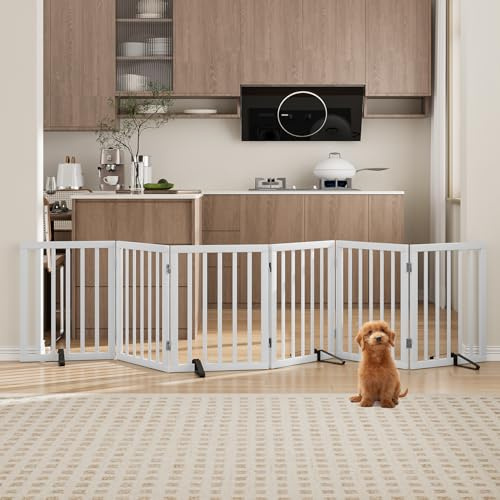 Morwdxef Hundegitter für den Innenbereich 60 cm hoch freistehend Treppengitter für Hunde 6-teilig faltbar Haustiergitter für Innen, Treppen, Türen und Flure