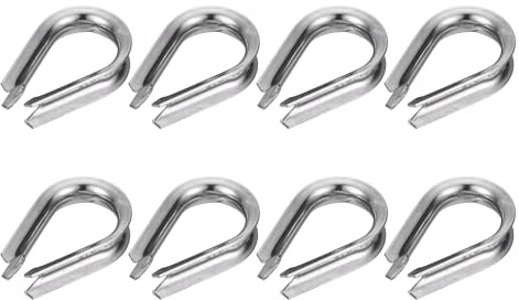 QUARKZMAN 8Pcs 3/8 M10 Guardacabo De Acero Inoxidable Plateado | Guardacabos Para Cable De Acero Inoxidable 304 Grado Marino