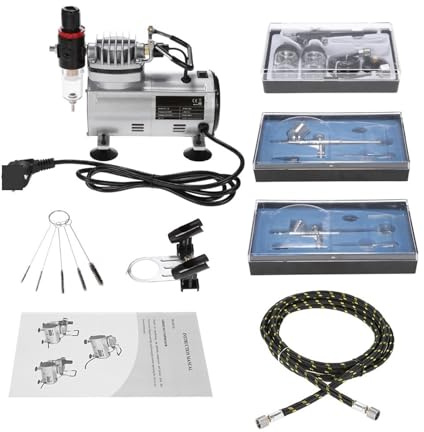 Professional Airbrush Air Compressor Kit Oil-Less Quiet High-Pressure Spraying Pump Tattoo Manicure Cake Spray Gun for Beginners DIY use