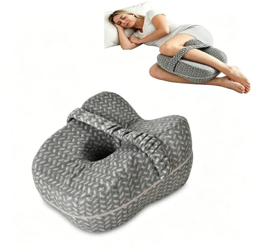 Zimoer Coussin de Genou Ergonomique, Oreiller de Jambe en Mousse à Mémoire de Forme, Coussin Entre Jambes pour Dormir sur Le Côté avec Housse Amovible, Coussins Genoux pour Dormir Latéraux, Gris