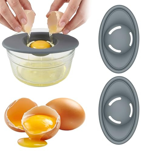 Separatore per tuorlo d'uovo in silicone, per uso alimentare, per uova crude, strumento separatore per tuorlo a 3 fessure per la cottura, gadget da cucina durevole e facile da pulire