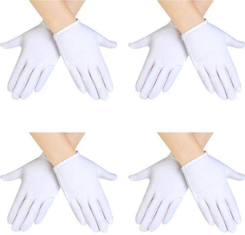 SATINIOR Halloween Baumwolle Handschuhe Weiß für Mädchen Jungen Kostüm - Cosplay Verkleidung (4 Paar)