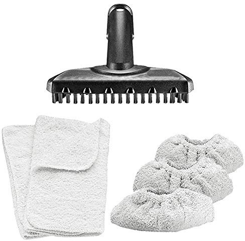 Spares2go Brush Nozzle Tool + 3 Washable Hand Tool Pads + 2 Washable Floor Head Cloths, compatible with Karcher SC1, SC2, SC2, SC4 & SC5 Series Steam Cleaners