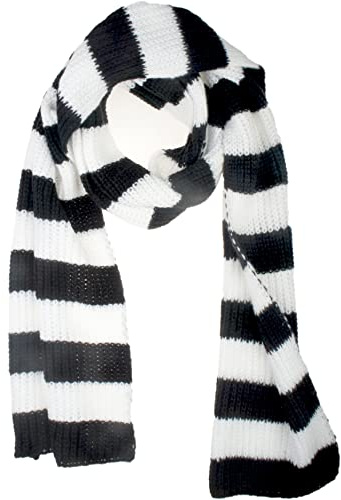 VIVIAN & VINCENT Fall Winter Ultra Soft Knit Striped Scarf for Women Men Boys Girls Christmas Black White