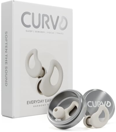 CURVD Everyday Earplugs – Ultra Soft, Customizable Sleep, Travel, Sensitivity, Noise Protection, for Sound Canceling Isolation, up to -30dB Reduction, NRR 15, Reusable and Sustainable (Honey)