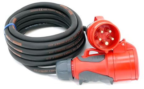 CEE Starkstromkabel (1,5m-50m) 16A Verlängerungskabel Titanex H07RN-F 5x2,5mm² mit PCE Grip Stecker und Kupplung, Business-Line von Event-Kabel (30 Meter)