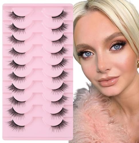 Sixstarhair Pestañas postizas naturales 10 pares 3D Wispy Short Natural Fake Pestañas Artificiales Semi-Lashes