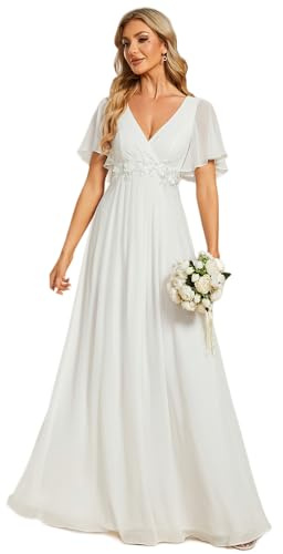 Ever-Pretty Women's Chiffon V Neck Short Sleeves Appliques Formal Evening Dresses Bridesmaid 01960
