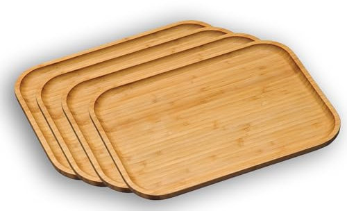 Kesper 58161 |Servierbrett 37,5 x 27,5 cm aus Bambus mit hochgezogenem Rand Vesperbrett Brotzeitbrett, 58160