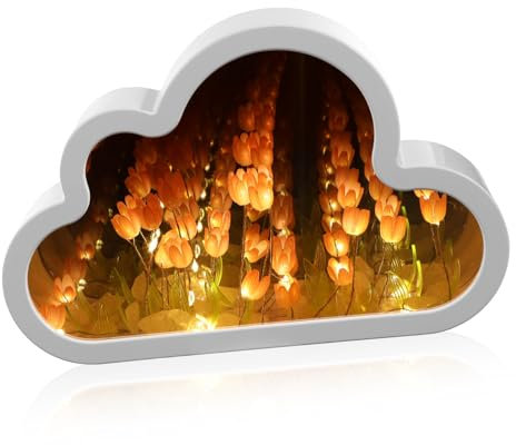 ORFOFE Cloud Light Nachttischlampe Mit Spiegel Für Romantische Schlafzimmerdekoration Geeignet Als Blumenlicht Und Makeup-spiegel Batterien
