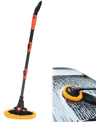 Brosse de lavage télescopique avec raccord d'eau, 108 cm, pour voiture, camion, camping-car, nettoyeur de vitres avec manche télescopique, brosse de lavage de voiture avec raccord de tuyau, brosse de