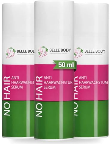 Belle Body Anti Haarwachstums-Serum – Mit CapiSlow™ & Vitamin B3, reduziert effektiv Haarwachstum, pflegt & beruhigt die Haut, ideal nach der Haarentfernung – Für Gesicht & Körper (50 ml (3er Pack))