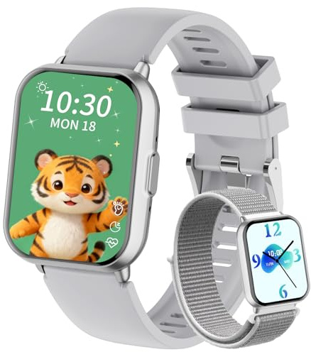 POKUJNFY Smartwatch Bambini per Bambino Bambina - 1.83 Fitness Contapassi Battito Cardiaco Sonno 100+ Sport Calorie Sveglia Giochi Impermeabile - Orologio Smartwatch Bambino Regali