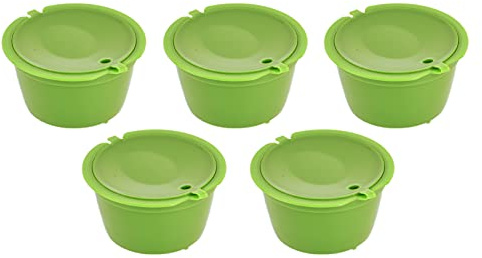Wakects Kaffekapsel Återanvändbar Kaffefilterkopp 5-pack 50 Ml Livsmedelsklassad ABS 304 Rostfritt Stål med Sked för -maskiner Hemkök Kaffeälskare (Grön)