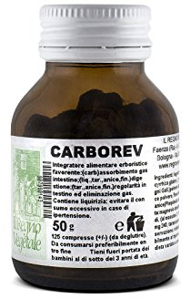 CARBOREV 125 Compresse Carbone Vegetale Attivo+Anice+Finocchio Prodotto Italiano Made In Italy