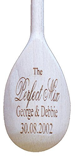 GPG Ltd BESPOKE PERSONALISED “THE PERFECT MIX” WEDDING/ANNIVERSAY CELEBRATION BEECH WOOD SPOON