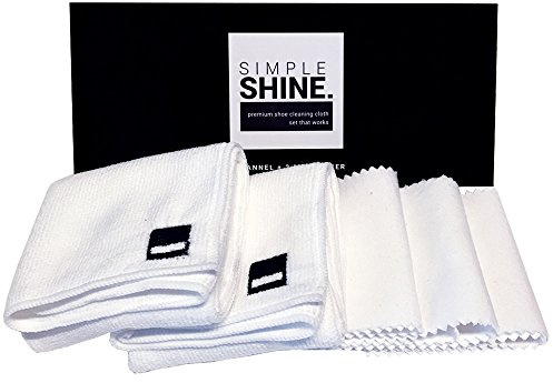 Premium Set Shoe Shining Cloths 3 Flannel & 2 Microfiber | Best for Buffing,Cleaning & Polishing Leather, White