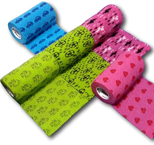 LisaCare Pflaster selbsthaftend - 5 Rollen Tape Pflaster - Schürfwundenpflaster Bandagen Pony - Kinderpflaster groß - medizinisches Tape steril verpackt - Größe wählbar (7,5cm)