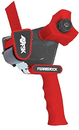Ferrestock FSKTAD002RD Manuelles Klebeband Typ Pistole mit ergonomischem Griff zum Verpacken, Rot