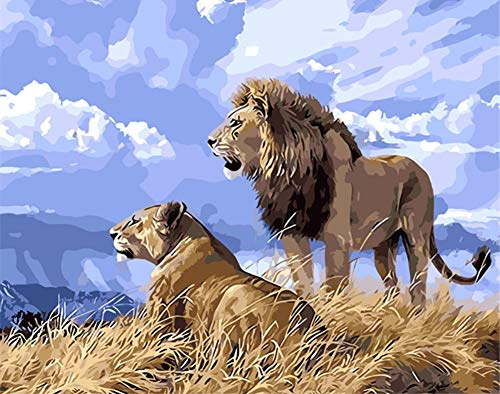 ABEUTY Wandkunst König der Löwen Simba Malen nach Zahlen, DIY Ölgemälde auf Leinwand Gemälde 40x50cm