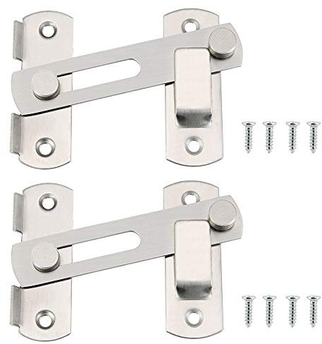 TAUCUDER 2 Stück Tür Riegel Stainless Latch Türschloss ohne Installation Haspe Latch mit Schrauben Tor Verschlüsse für Türen, Fenster, Haustiertüren, 10x7CM