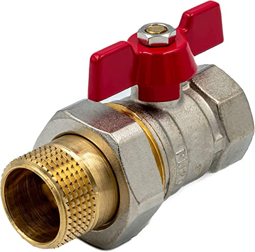 KNM Trade Kugelhahn PN30 1 Messing Trinkwassersicher | Aluminiumrändel, Heizungsanlagen, 30 bar, Trinkwassersysteme, ästhetisches Design, vernickelt
