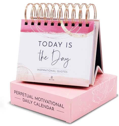 RYVE Calendrier de motivation quotidien à rabat avec citations inspirantes – Cadeaux inspirants pour femme, décoration de bureau inspirante pour femme