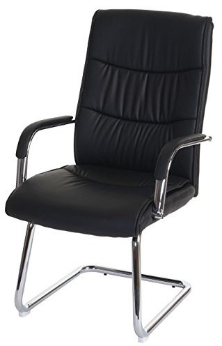Mendler Konferenzstuhl HWC-A49, Besucherstuhl Freischwinger, Kunstleder - schwarz