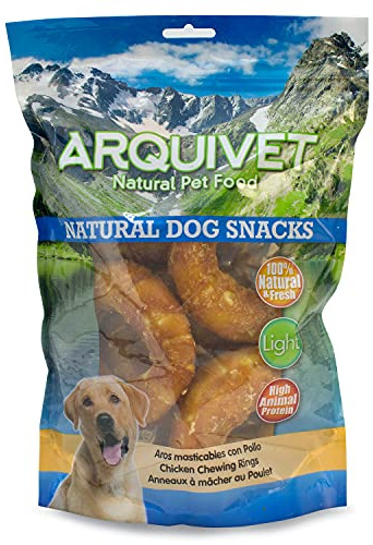 ARQUIVET Kyckling tuggringar. Hundsnacks – 6 enheter – ringar, munkar, tuggmunkar – naturliga hundsnacks – godis, priser, hundbelöningar