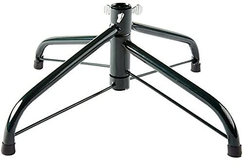 Green Metal Christmas Tree Stand with Grip Thumb Screws - Foldable Metal Green Xmas Tree Stand for Artificial or Real Christmas Spruce with Screws