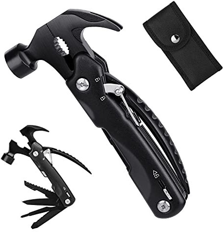 Kinzomor Multifunktions-Werkzeug für Männer, Camping-Hammer Multitool, 12-in-1, Camping-Survival-Werkzeuge, coole Gadgets für Männer, Outdoor-Wandern, Rucksackreisen, Camping, Jahrestag, Weihnachten